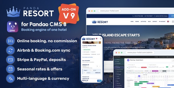 Panda Resort — Single hotel booking add-on for Pandao CMS