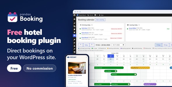 Pandao Booking: free WordPress hotel booking plugin